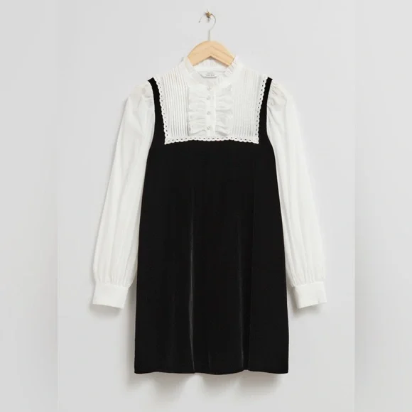 & Other Stories Frilled Two-Tone Mini Dress - Picture 2 of 9